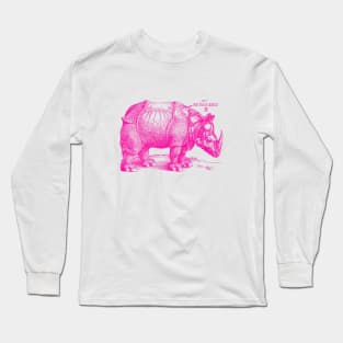 Albrecht Durer's Rhinoceros in Pink Long Sleeve T-Shirt